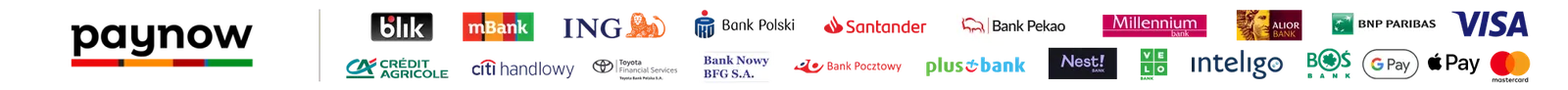 Paynow: BLIK, szybkie przelewy z banków (mBank, ING, PKO BP, Santander, Pekao, Millennium i inne), Visa, Mastercard, Google Pay, Apple Pay
